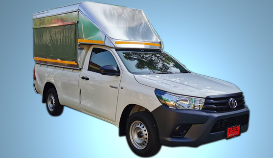 รถกระบะให้เช่า : รถกระบะตอนเดียว โตโยต้า ไฮลักซ์ รีโว HILUX REVO STANDARD CAB หลังคาอลูมิเนียม ด้านข้างและหลังเป็นตะแกรง มีผ้าใบปิดทั้ง 3&nbsp;ด้าน